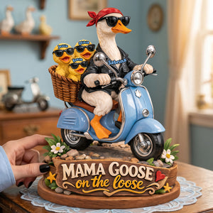Mama Goose On The Loose Shaped Plaque - Personalized Gift For Mom 04TYTA160326 - Shaped Plaques - GoDuckee
