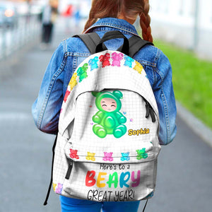 Here's To A Beary Great Year - Personalized Backpack - Gift For Kids - Backpack - GoDuckee