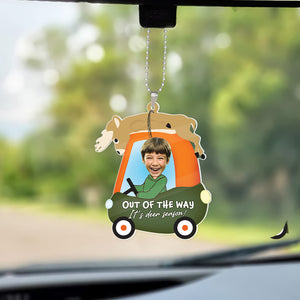 Custom Photo Gifts For Kid Car Ornament Out Of The Way It's Deer Season Hunting Kid Easter's Day Gifts - Ornaments - GoDuckee