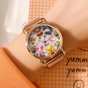 Personalized Gifts For Cartoon Lovers Mesh Strap Quartz Watch 02natn220725 - Quartz Watch - GoDuckee