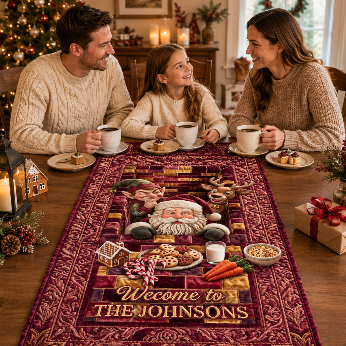 Fun Christmas Quilted Table Runner - Personalized Christmas Gifts 02qhdh210826 - Quilted Table Runner - GoDuckee
