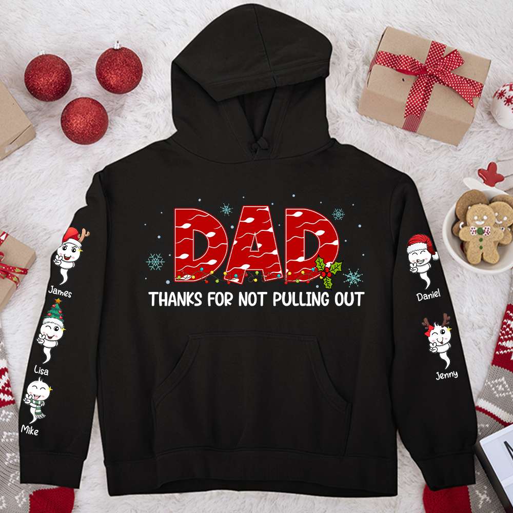 Dad, Thanks For Not Pulling Out, Gift For Dad, Personalized AOP Shirt, Funny Sperm Kids Shirt, Christmas Gift - AOP Products - GoDuckee