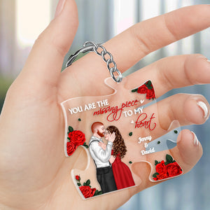 You're The Missing Piece To My Heart, Couple Gift, Personalized Keychain, Couple Puzzle Keychain - Keychains - GoDuckee