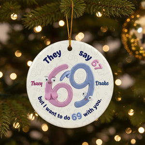 Personalized Gifts For Couple Christmas Round Ceramic Ornament 01humg191125 - Ornament - GoDuckee
