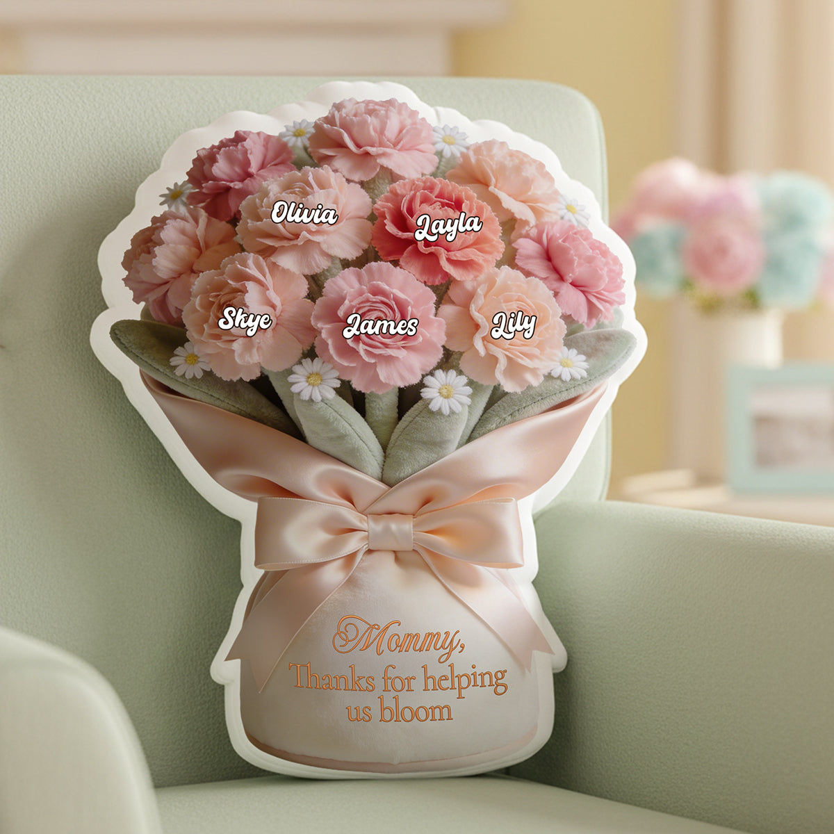 Flower Bouquet Mother's Day Pillow Personalized Gifts For Mom 03PGTA190326 - Pillow - GoDuckee