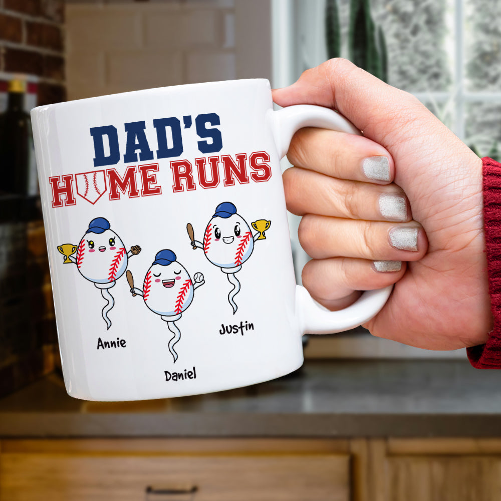 Personalized Gift For Dad Mug Dad's Home Runs - Coffee Mugs - GoDuckee