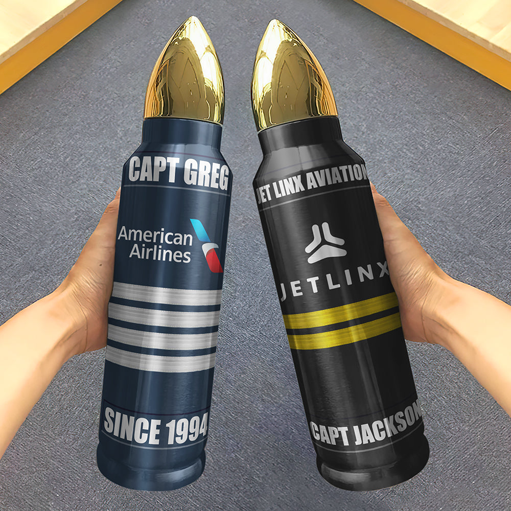 Personalized Gift For Pilot, Custom Rank & Airline Logo Bullet Tumbler 03qhqn121224 - Tumbler Cup - GoDuckee