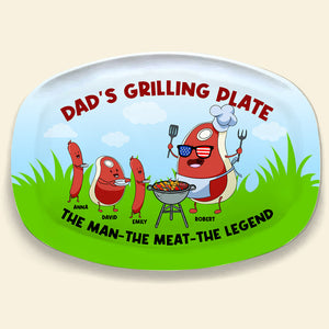 The Man The Meat The Legend, Personalized Dad Grill Resin Plate, Gift For Dad - Resin Plate - GoDuckee