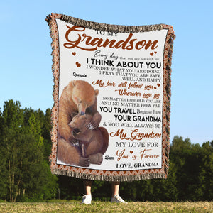 My Love For You Is Forever-Personalized Woven Blanket- Gift For Family- Bear Family Blanket - Blanket - GoDuckee