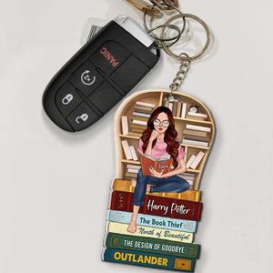 Reading Girl On Bookshelf 01huhu080823tm Personalized Keychain - Keychains - GoDuckee