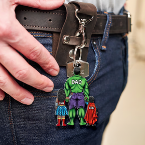 Super Dad Keychain Personalized Gifts For Dad 07QHHU020525PA - Keychains - GoDuckee