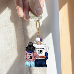 Personalized Gifts For Couple Keychain Couple Hugging Back View 072QHHU110125TM - Keychains - GoDuckee