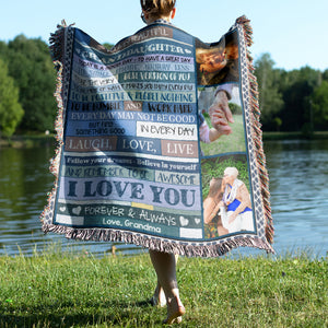 I Love You Forever & Always-Custom Photo Woven Blanket-Gift For Family- Family Blanket - Blanket - GoDuckee