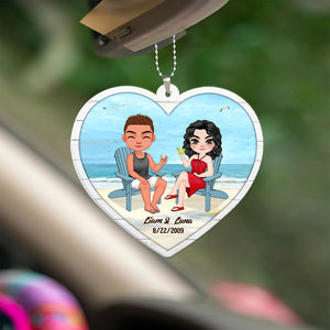 Gift For Couple, Personalized Car Ornament, Beach Couple Ornament, Anniversary Gift - Ornament - GoDuckee