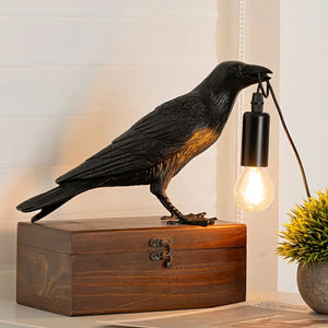 Halloween Party Crow Lamp, Cute Black Crow Table Lamp 03ACXX081024 - - GoDuckee