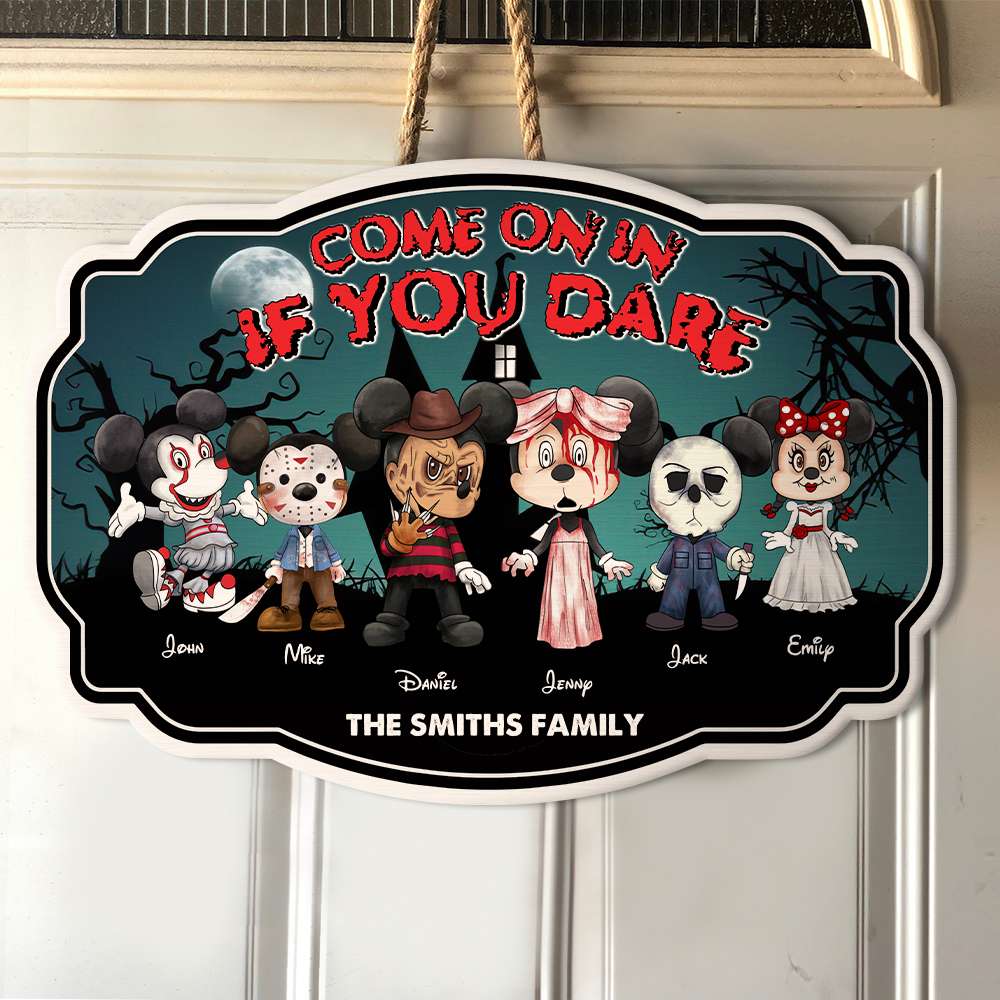 Come On In If You Dare, Gift For Family, Personalized Wood Sign, Horror Family Wood Sign, Halloween Gift 03PGHN170823HH - Wood Sign - GoDuckee