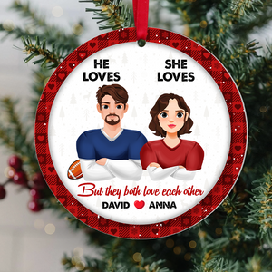 Personalized Gifts For Couple Christmas Ornament American Football Couple 03HUPU141024HG - Ornament - GoDuckee