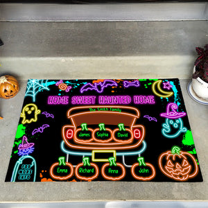 Personalized Gifts For Family Doormat Halloween Pumpkin Truck Neon Effect 02xqdc260824 - Doormat - GoDuckee