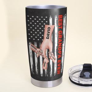 Best Grandpa Ever Personalized Tumbler, Gift For Dad, Father's Day Gift, Holding Hands With Dad - Tumbler Cup - GoDuckee
