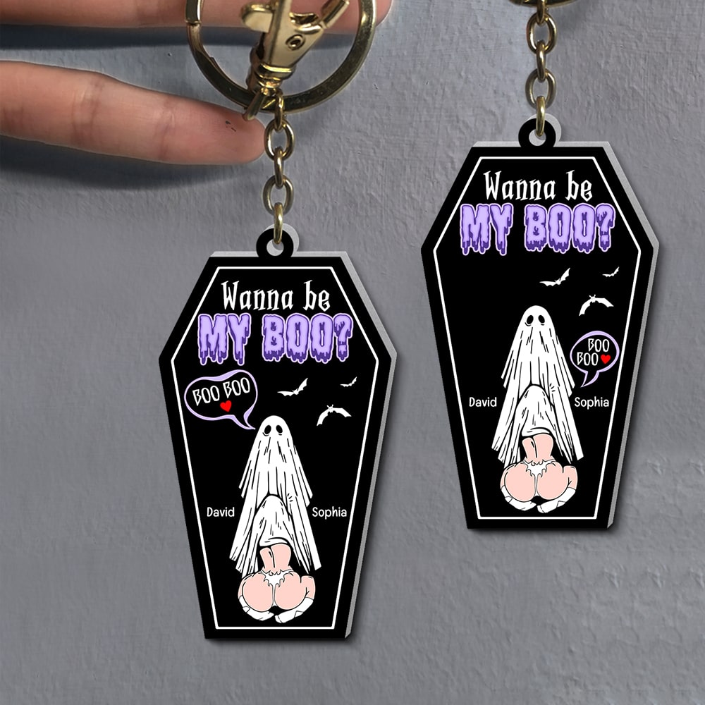 Wanna Be My Boo? Personalized Keychain- Gift For Him/ Gift For Her- Funny Couple Keychain - Keychains - GoDuckee