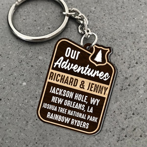 Our Adventures, Custom Camping Couple Photo Keychain, Gift For Couple, Valentine's Gifts - Keychains - GoDuckee