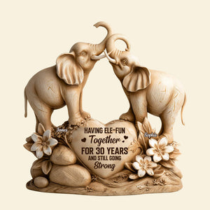 Elephant Couple Plaque - Personalized Gifts For Couple 05tgtn280525 - Shaped Plaques - GoDuckee