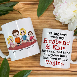 Personalized Gifts For Family Coffee Mug Sitting Here With My Husband - Coffee Mug - GoDuckee