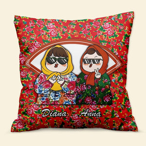 Personalized Gifts For Besties Square Pillow Dongbei Flower Pattern - Pillow - GoDuckee