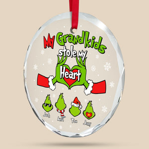 Personalized Gifts For Grandma Crystal Ornament, Green Monster Heart Hand 01natn220824 - Ornament - GoDuckee