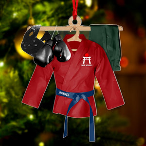 Boxing Robe And Gloves Christmas Ornament, Custom Boxing Ornament