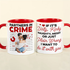 Partners In Crime- Custom Photo Accent Mug- Couple Gift- Funny Couple Mug - Coffee Mug - GoDuckee