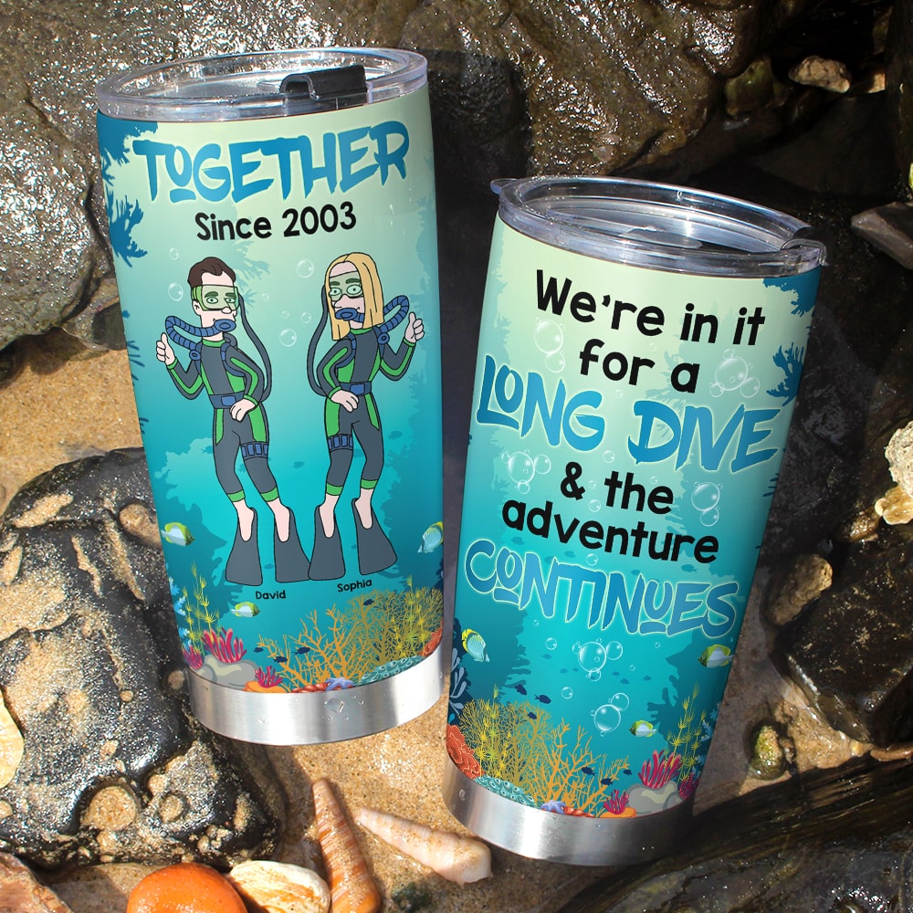 Scuba Diver Couple - Personalized Scuba Diver Couple Tumbler Customized  Name Insulated Cup Coffee Tumblers Gifts For