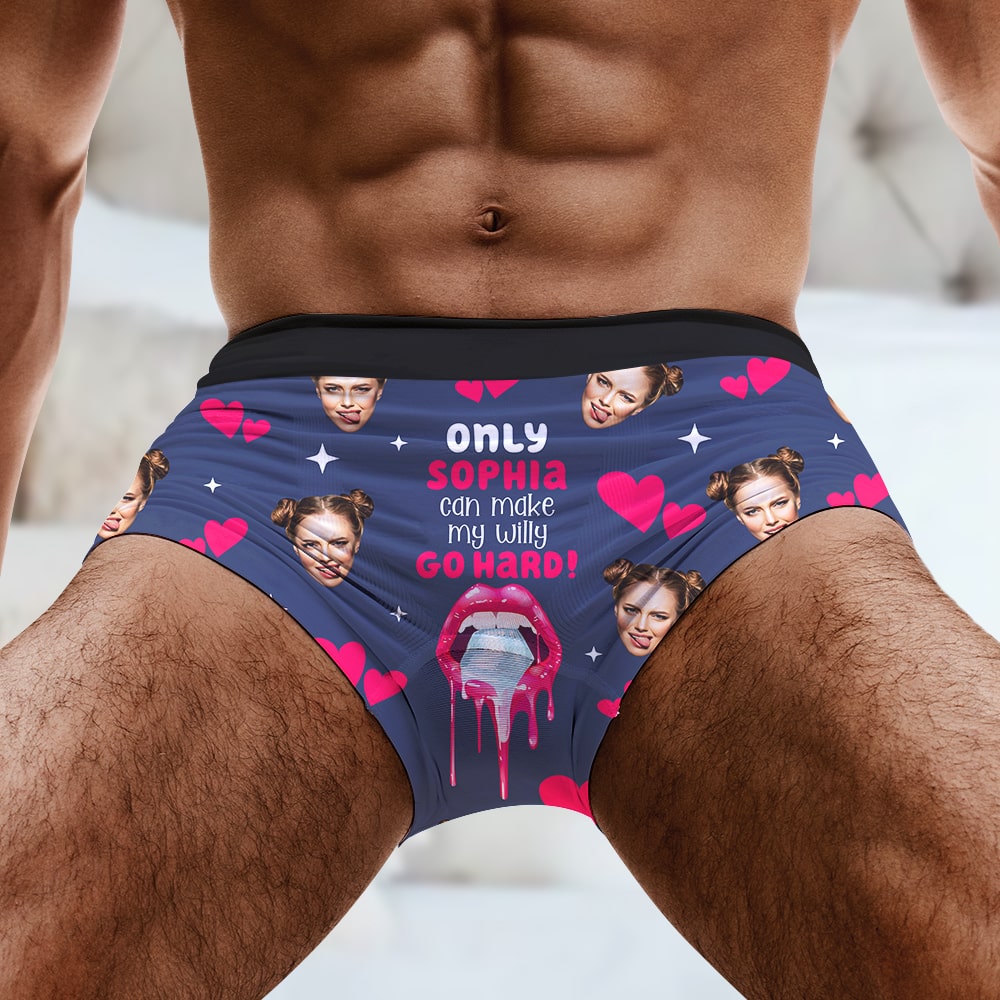 Only You Can Make my Willy Go Hard! -Custom Photo Men Boxer Briefs- Fu -  GoDuckee