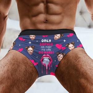 Only You Can Make my Willy Go Hard! -Custom Photo Men Boxer Briefs- Funny Couple Boxer - Boxer Briefs - GoDuckee