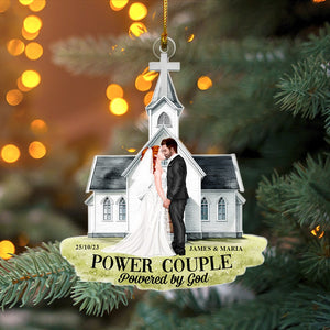 Power Couple Powered By God-Personalized Acrylic Ornament-Christmas Gift For Couple- Couple Ornament - Ornament - GoDuckee