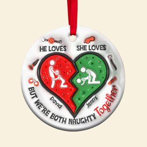 Personalized Gifts For Naughty Couple Ceramic Ornament 02ohtn161024 - Ornament - GoDuckee