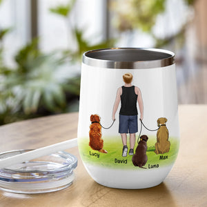 Thanks For Giving Us Cuddles Personalized Dog Dad Wine Tumbler Gift For Dog Lovers - Wine Tumbler - GoDuckee