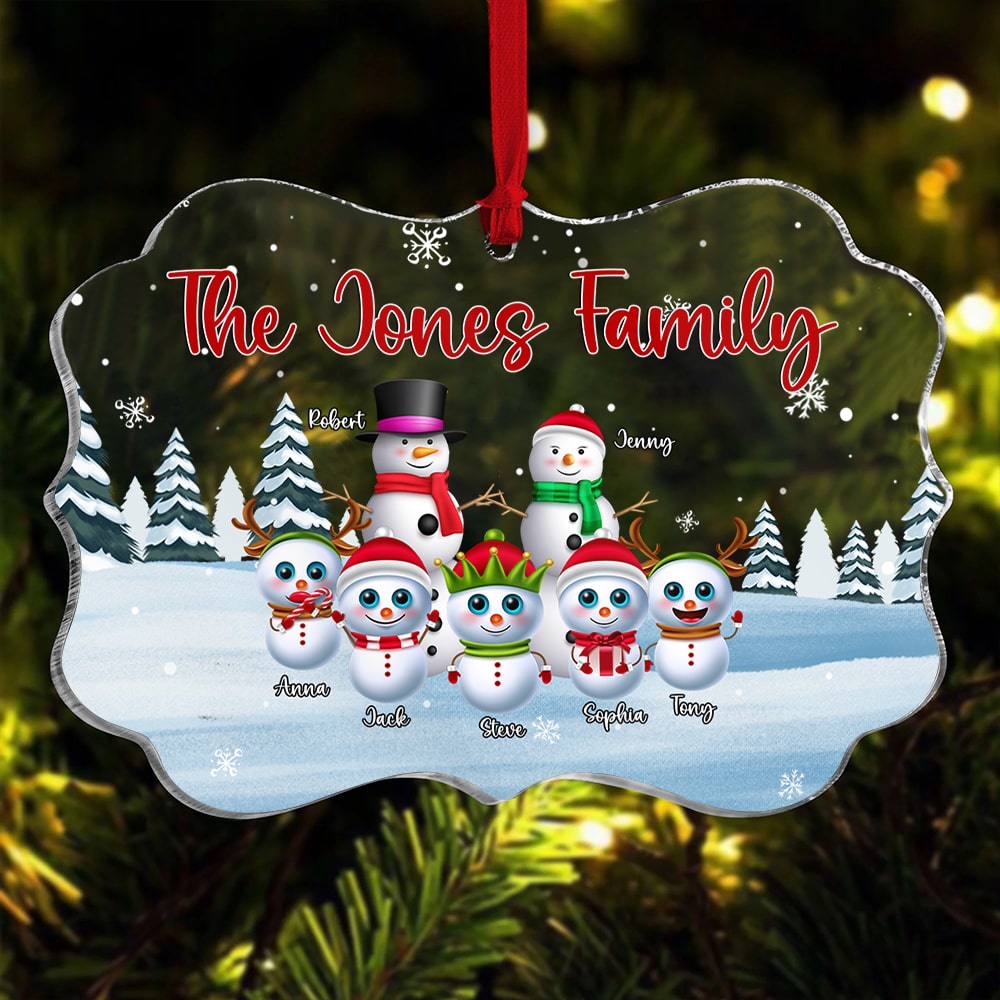 Family, The Snowman Family, Personalized Acrylic Ornament, Christmas Gifts For Family - Ornament - GoDuckee