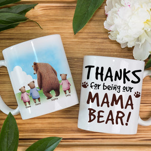 Personalized Gifts For Mom Coffee Mug Thanks For Being Our Mama Bear - Coffee Mugs - GoDuckee