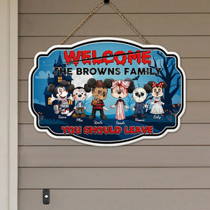 Family, Welcome You Should Leave, Personalized Wood Art, Halloween Gifts For Family, 03PGPO060923HH - Wood Sign - GoDuckee