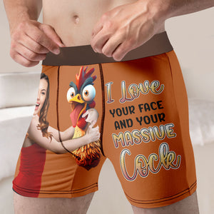 Personalized Gifts For Men Boxer Briefs I Love Your Face - Boxer Briefs - GoDuckee