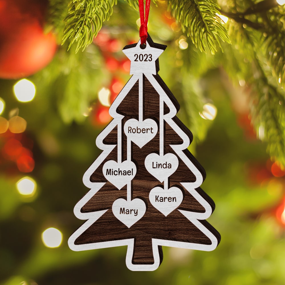 Family-Personalized Wood Ornament - PW-2LWORM-03acqn051023 - Ornament - GoDuckee