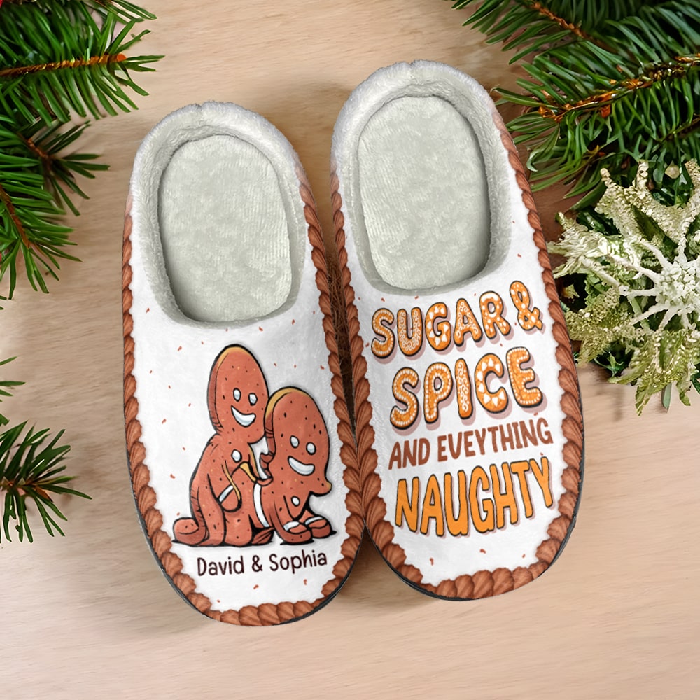 Everything Naughty-Personalized Home Slippers-Couple Gift-Gift For Christmas - Shoes - GoDuckee