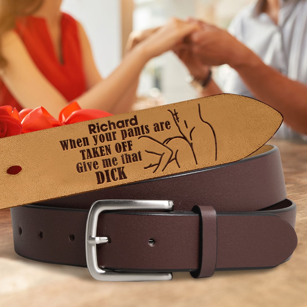 Personalized Gifts For Couple Secret Message Men's Belt Taken Off - Belts - GoDuckee