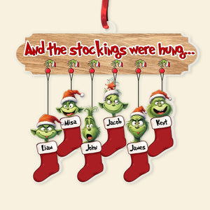 And The Stockings Were Hung, Naughty Kids On Christmas Socks, Personalized 04OHPU241023 Ornament - Ornament - GoDuckee