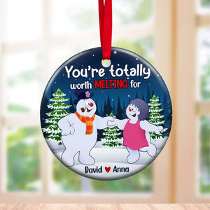 You're Totally Worth Melting For, Personalized 02NATN061023 Ornament, Christmas Gift For Couple - Ornament - GoDuckee