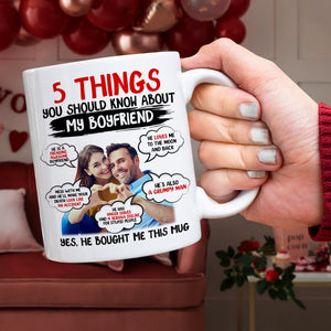 Couple, 5 Things, My Girlfriend, Custom Photo Coffee Mug, Valentine Gift, Couple Gift - Coffee Mug - GoDuckee