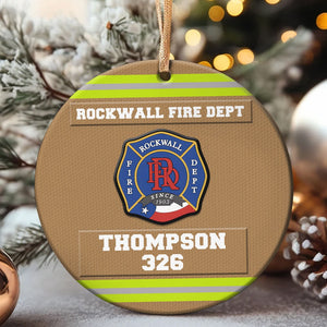 Personalized Firefighter Ornament With Custom Badge, Name & Number, Christmas Gift For Firefighter - Ornament - GoDuckee