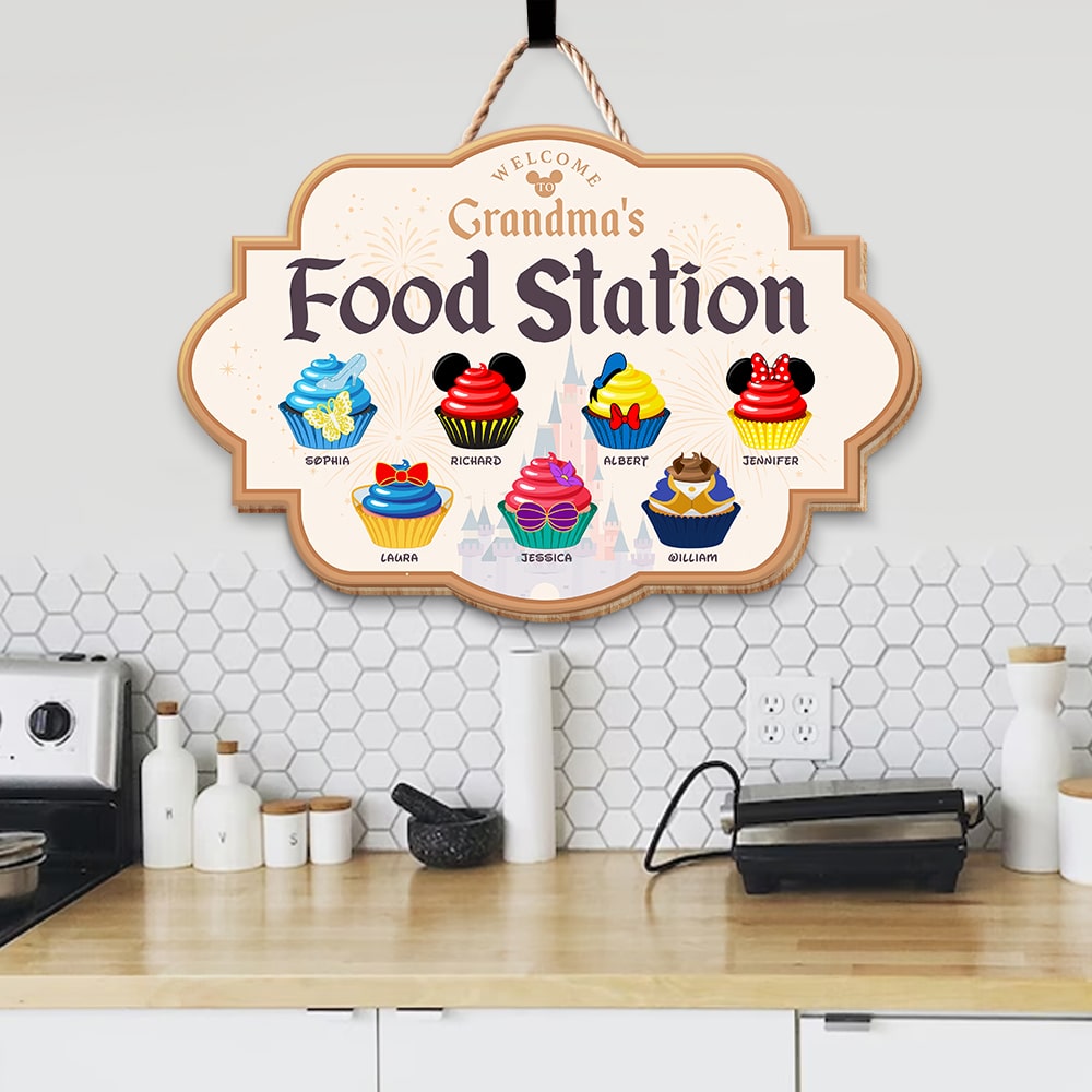 Welcome Grandma's Food Station- Personalized Wood Art TZ-SDXN-01qhqn041123qnpa - Wood Sign - GoDuckee