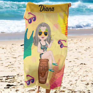 Besties Summer Beach Towel-Personalized Beach Towel- Gift For Friends- Summer Friends Gift - Beach Towel - GoDuckee